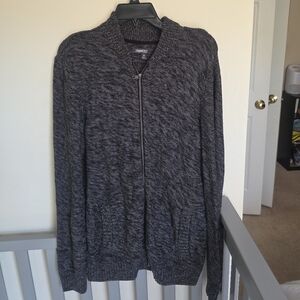 Commerce Men's Dark Gray Heathered Zip-Up Sweater Size Medium